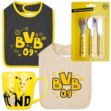 Borussia Dortmund Kinder Besteck Brettchen Baby Lätzchen Kids Emma Tasse BVB 09