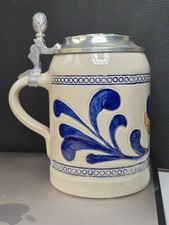 Steingut Bierseidel / Bierkrug mit Deckel - EKU Erste Kulmbacher Aktienbrauerei