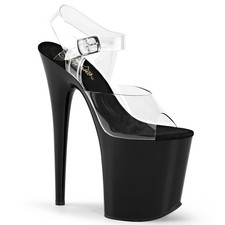 Sale FLAMINGO-808 Pleaser High-Heels Plateau Sandaletten transparent schwarz 36