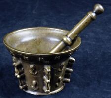 BRONZE MÖRSER FRANKREICH RENAISSANCE BECHER RIPPEN MÖRSER PISTILL 16. JH