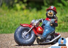 Maulwurf Tobi auf Motorrad