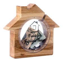 Spardose aus Holz - Haus für