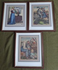 Holzschnitt RUDOLF SCHIESTL 3 Stück koloriert, gerahmt