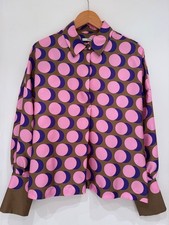 ODEEH Bluse Rosa Pink Lila Braun 100% Seide Cropped Top Satin L 40