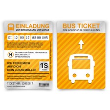 Einladungskarten zur Einschulung - Bus Ticket - Einschulungskarten