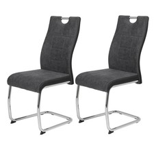 2er-Set Schwingstuhl - anthrazit-schwarz - Webstoff Esszimmerstuhl Freischwinger