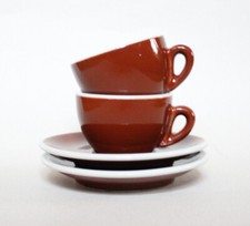 2 ACF Espressotassen mit Untertassen Espresso Tassen rund braun