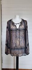Hale Bob Bluse Gr.M mit schönem Print grau/taupe/schwarz aus Seide