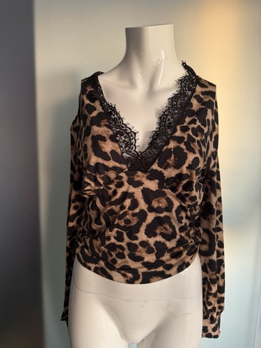 Bluse mit spitze - mit, leoparden
