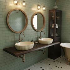 Tischplatte Vintage  Schwarz  Cognac  Eiche  Baumkante Massive Holz   Handfertig