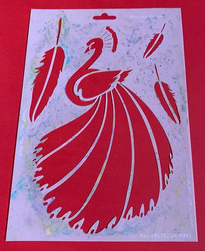 Schablone pfau mit - -,
