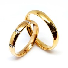 Ein paar Trauringe-Eheringe, Gelbgold 585, mit Diamanten (RU1079)