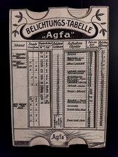 AGFA Alte ,,Schiebe,, - BELICHTUNGS - TABELLE  D.R.P.  No. 200904