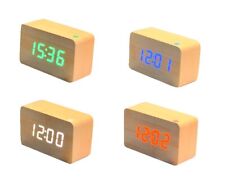 LED Digital Wecker Tischuhr Holzfarbe Uhr Tag Thermometer Alarm 09-11