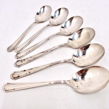 Besteck Löffel Sheffield Silber Dessertlöffel versilbert 6x Silberlöffel 145 mm