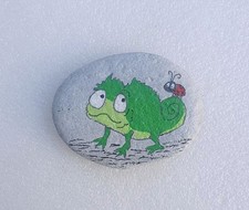 handbemalter Stein/Naturstein  " Gecko mit Käferchen " painted Rock