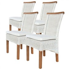 Esszimmer Stühle Set Rattanstühle Perth 4 Stück weiß Esstisch Stühle Korbstühle 