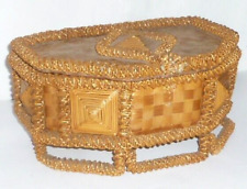 Alte geflochtene Korb Schatulle Korbflechterei Nähkörbchen Körbchen Stroh Truhe