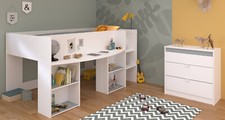 Kinderzimmer Jugendzimmer komplett Set mit Hochbett Kommode Lattenrost Pirouette