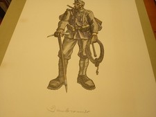 Ernst Dombrowski: Tiroler Kaiserjäger 1915 signierter Holzschnitt handkoloriert