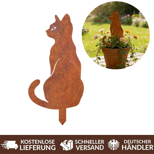 Sitzende katze deko edelrost - katze,