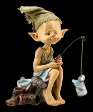 Pixie Kobold Figur - Angler