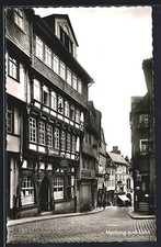 AK Marburg a. d. Lahn, Gasse mit Fachwerkhäusern und Gasthaus Bopp Bierhalle 