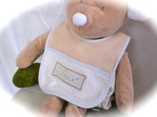 BEBAB ♥️ Luxus Baby Latz Lätzchen Winnie Pooh Klettverschluss 74 80 86 weiß blau