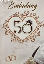 5 Einladungskarten Zur Goldhochzeit / Goldene Hochzeit Mit Umschlag, Einladung