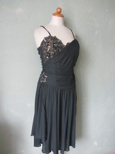 Abendkleid Cocktailkleid Partykleid Kleid grau Pailletten gerafft Größe 42 XL