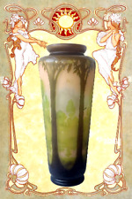 Art Nouveau Émile Gallé Nancy Cameo Bäumendekor Antike Jugendstilvase 48CM 1905