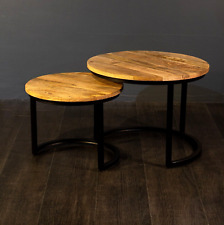 Holz Couchtisch rund 2er Set