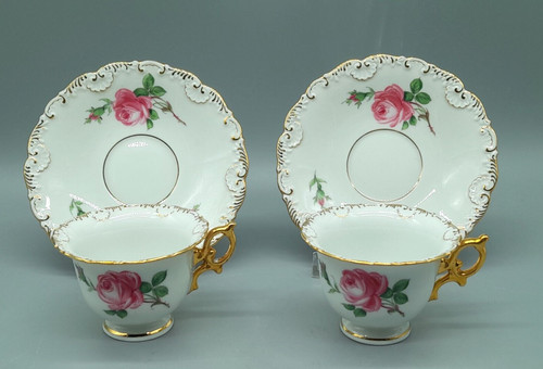 Meissen muschelrand rote rose - meissen,
