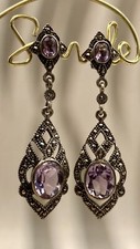 925 Silber Ohrringe Amethyst Edelsteine Steine Lila Schmuck Ohrstecker 