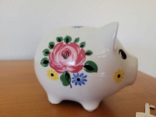 Sparschwein Porzellan, Original  Vintage, Werbung, 80 er, mit Schlüssel