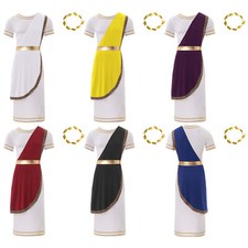 Herren Dress Up Toga Kleider Mit Stirnband Ritter Robe Retro Kostüm Lang Outfit