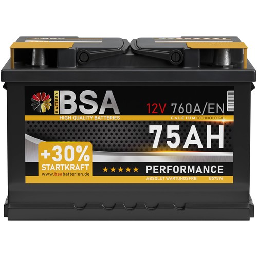 Bsa autobatterie 75ah 12v - autobatterie, +30%