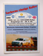Programmheft Rallye Erzgebirge 1994 - Deutsche Rallye Trophäe - ADMV Pokal