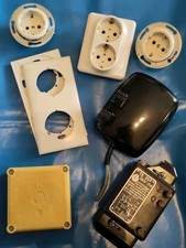 Set 8 Antike Alte Bakelit Schalter Steckdosen Jung Hensel Dose FI-Schutzschalter