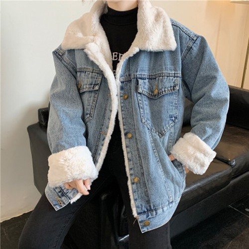 Damen jeansjacke mit kunstfell - damen,