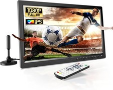 Camping TV 15,6 Zoll Tragbarer Fernseher mit 3000mAh Akku, DVB-T2 HD Tuner