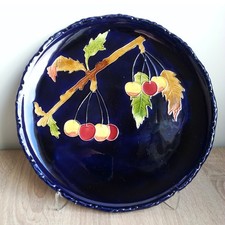 Josef Strnact Böhmen Wandteller Zierteller Majolika kobaltblau Jugendstil antik