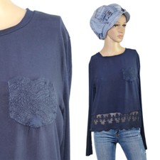 ONLY Romantik Lagenlook Jersey Florentiner Spitze Shirt Bluse 1x getragen Gr.38