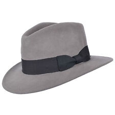 Herren Indiana Jones Stil Fedora knautschbarer Trilby Hut mit breitem Band 100 % Wolle 