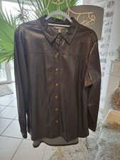 Sehr weiche Kunstleder–Bluse, Ulla Popken, Schokobraun, Größe 46/48, Neu