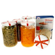 6x Einmachgläser 720 ml I Deckel Schleifen-Dekor I Twist-Off TO 82 + Rezeptheft