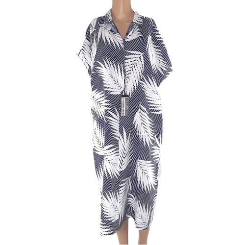 Damen kleid blau - blau, weiß