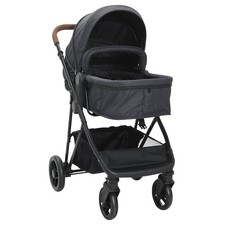 2-in-1 Kinderwagen Anthrazit und Schwarz Stahl