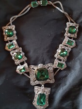 Smaragdcollier Halskette Modeschmuck ArtDeco Statementkette Bollywood