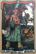 Original Postkarte von Rudolf Schiestl "ich wünsch ein guts Neujahr"